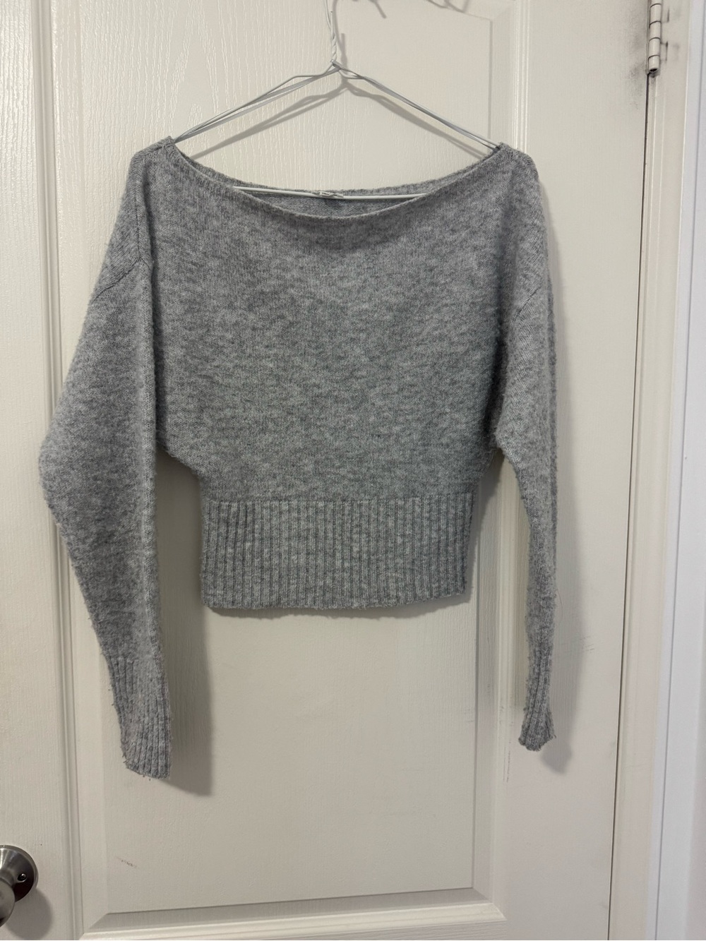 Garage Gray Off-Shoulder Sweater